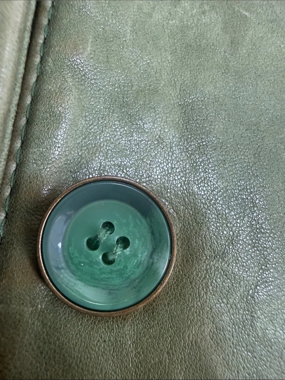 Rachel Zoe Olive Green Leather Button-Front Jacket
